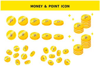 ポイント　お金　円　つやつやコイン　ポイ活　アイコン　フラットデザイン

