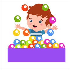 Little boys play. Children's activities.vector template design illustration