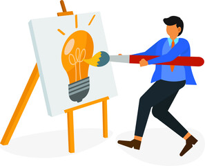 a businessman drawing an idea, flat illustration vector graphic