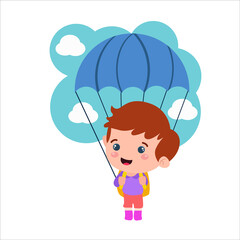 Little boy character playing activity vector template design illustration