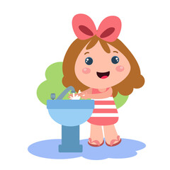 Little girl playing activity vector template design illustration