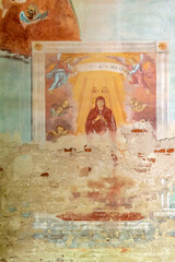painting of the walls of an abandoned Orthodox church