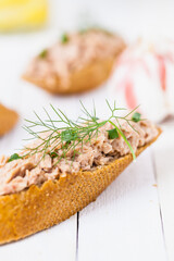 Open faced Tuna sandwich.