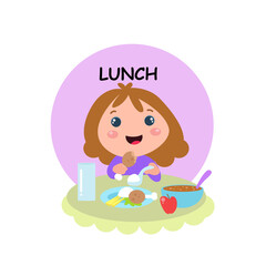 Little girls play. Children's activities.vector template design illustration