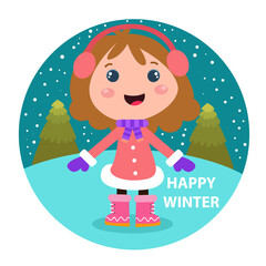 Obraz na płótnie Canvas Little girls play. Children's activities.vector template design illustration