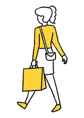 買い物途中の女性_後ろ姿