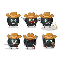 Cool cowboy witch cauldron cartoon character with a cute hat