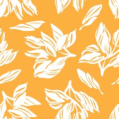 Orange Floral Seamless Pattern Background
