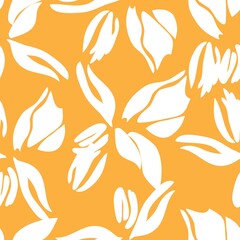 Orange Floral Seamless Pattern Background