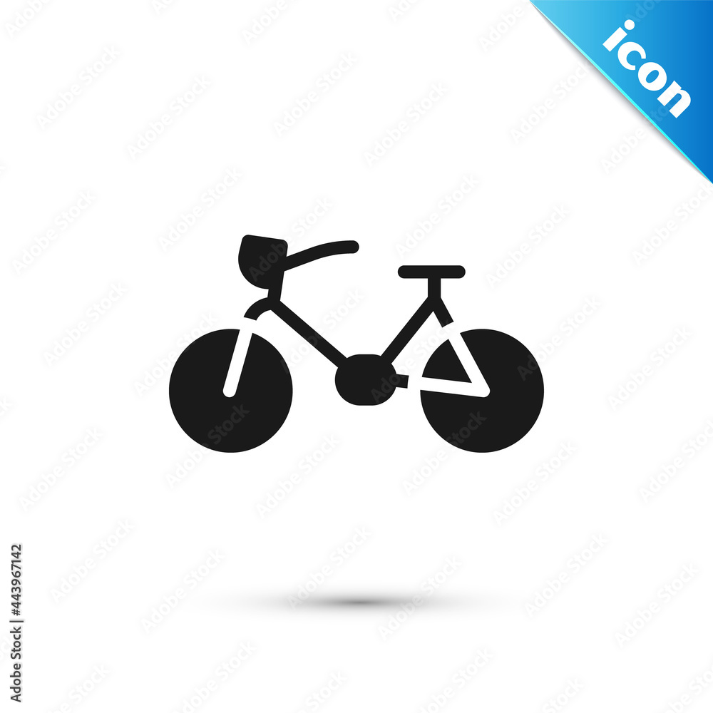 Sticker Grey Bicycle icon isolated on white background. Bike race. Extreme sport. Sport equipment. Vector