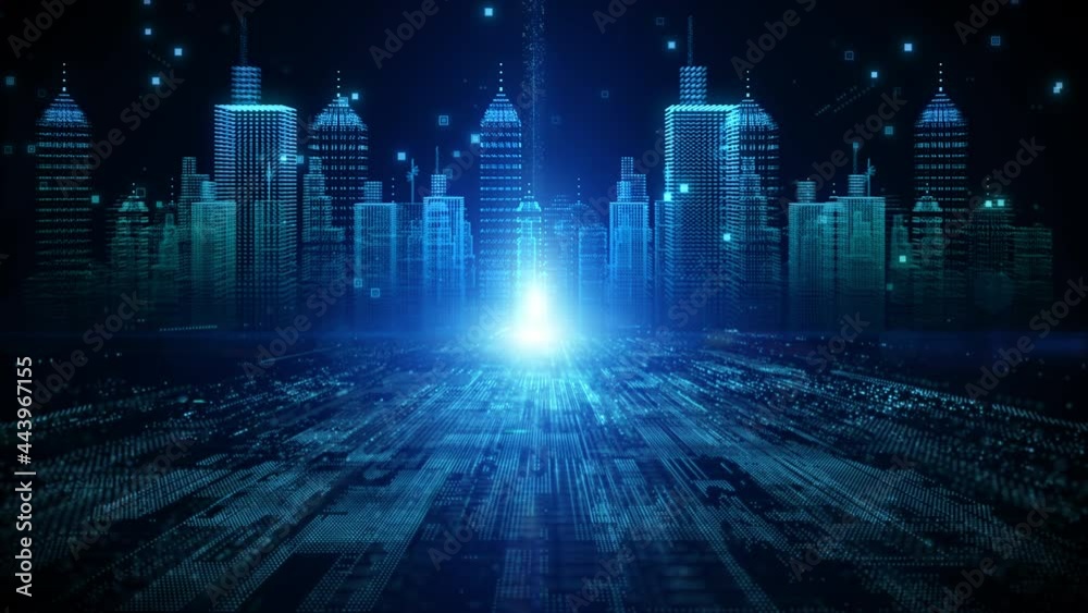 Poster the smart city of futuristic technology internet and big data 5g connection. technology digital data
