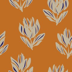 Brown Floral Seamless Pattern Background