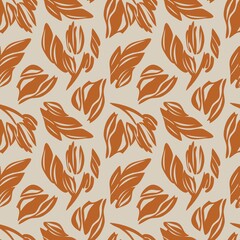 Brown Floral Seamless Pattern Background