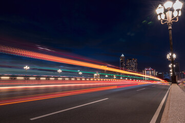 Long exposure of city road night scene