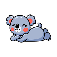 Cute baby koala cartoon lying down