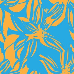 Blue Floral Seamless Pattern Background