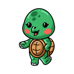 Cute baby turtle cartoon presenting