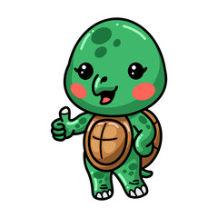 Cute baby turtle cartoon giving thumbs up