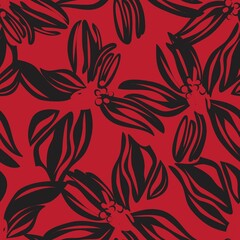 Red Floral Seamless Pattern Background