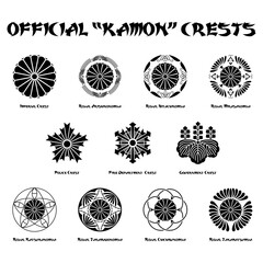 official representative japanese kamon crests on white background