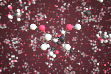 Ethylene glycol molecule made with balls, scientific molecular model. Chemical 3d rendering