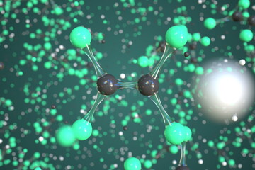 Tetrachloroethylene molecule, conceptual molecular model. Chemical 3d rendering
