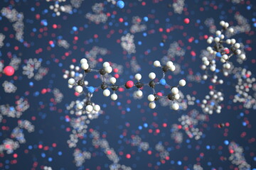 Fototapeta na wymiar Cuscohygrine molecule made with balls, conceptual molecular model. Chemical 3d rendering