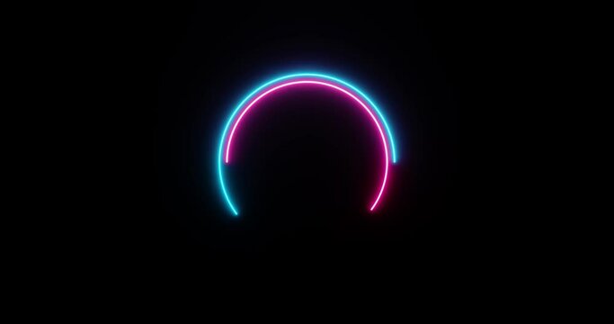 Abstract background with neon circle, neon frame. The movement of the luminous neon line in a circular path. Video animation Ultra HD 4K 3840x2160