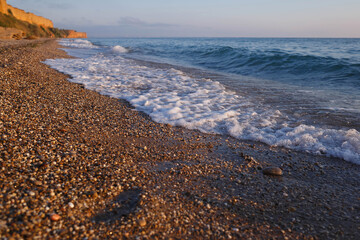 golden sunset on the blue summer sea. great background for design