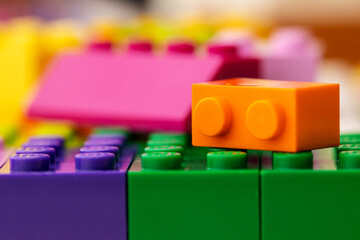 Details of children's plastic building kit close up
