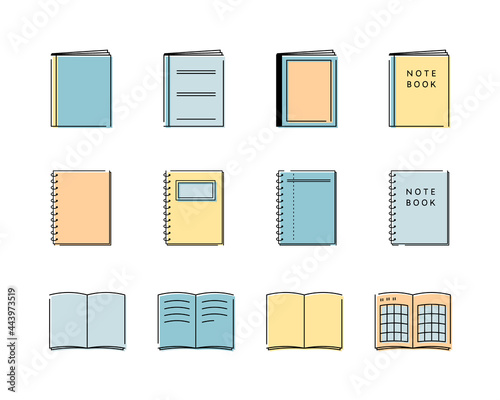 ノートのアイコン イラストのセット シンプル 勉強 フレーム メモ 文房具 Background Wall Mural Backgrou Yugoro