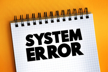 System Error text quote on notepad, concept background