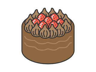 イチゴのチョコレートホールケーキのイラスト