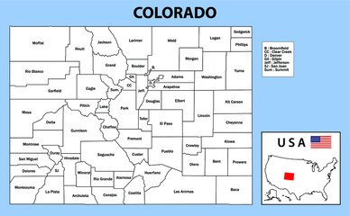 District map of Colorado in white color.