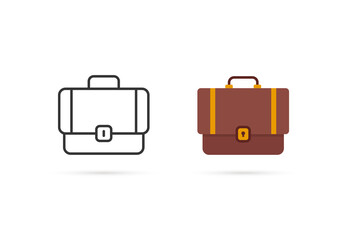 cartoon and thin line suitcase two icon