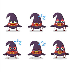 Cartoon character of witch hat with sleepy expression