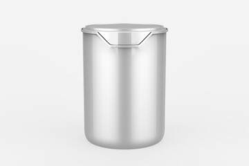 Paint can with a lid isolated on white background, template for design and advertising, mockup. 3d illustration