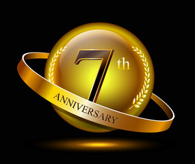 7th anniversary celebration with gold ring and laurel