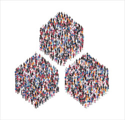 People and business group in the form of honeycomb symbol