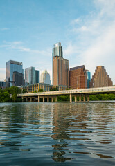 Austin Texas Travis with Cityscape Skyline Downtown on Summer.