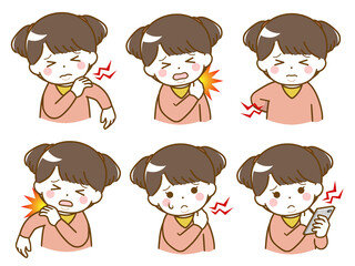 肩や首が痛い太った幼い少女