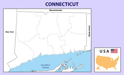 Obraz premium Political map of connecticut Outline