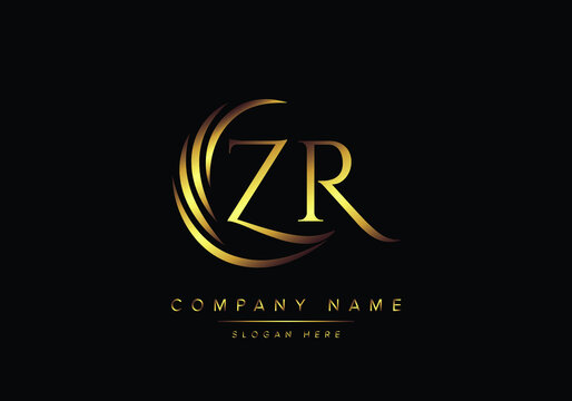 alphabet letters ZR monogram logo, gold color elegant classical