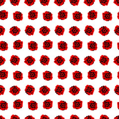 Red Flower Seamless Pattern. Vector Illustration of Nature Floral Background.