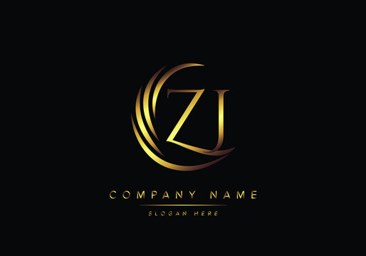 alphabet letters ZJ monogram logo, gold color elegant classical