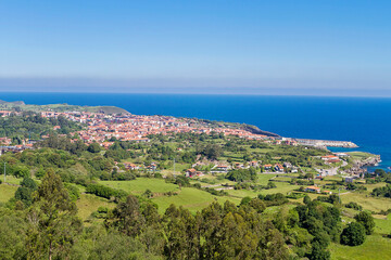 Panoramic view of the municipality of Llanes in the coast of Asturias, Spain