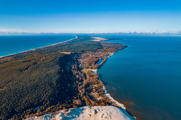 Curonian Spit from above Kaliningrad Russia, aerial top view of national park - obrazy, fototapety, plakaty