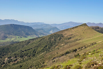 Fototapeta premium Zalla town mountain landscape in Vizcaya province, Spain.