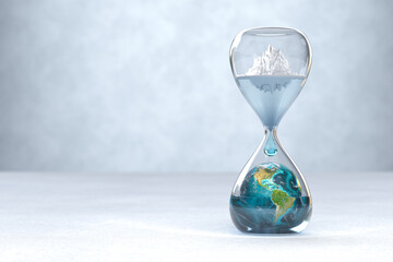 Earth planet in hourglass, Global warming concept - obrazy, fototapety, plakaty