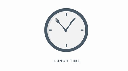 Lunch time icon. Vector isolated flat editable illustration of a clock with fork and knife